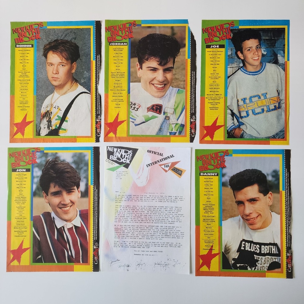 NEW KIDS ON THE BLOCK Fan Club Letter 1991 UK Magazine Pages NKOTB England RARE